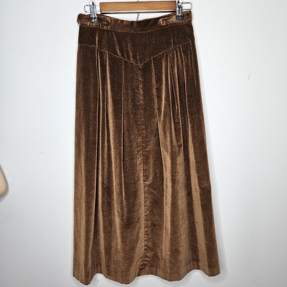 Vintage California tallgirls Velvet Brown A-line Skirt Sz Small - Picture 1 of 9